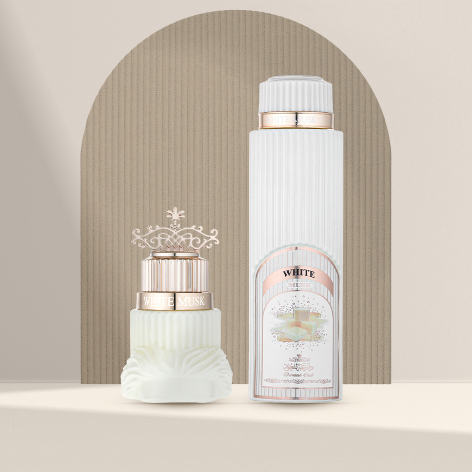 مجموعه المسك  (معطر جسم مسك ابيض 200 مل+ معطر شعر مسك ابيض 50 مل